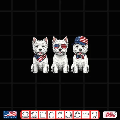 Design Westie 4th of July US American Flag Dog Patriotic Shirt
