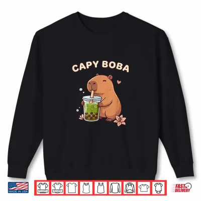 Capy Boba Cute Capybara Matcha Boba Shirt Shirt 2 Sweatshirt Capy Boba Cute Capybara Matcha Boba Shirt Shirt