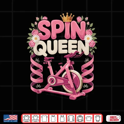 Design Spin Queen Spin Class Indoor Cycling Workout Shirt