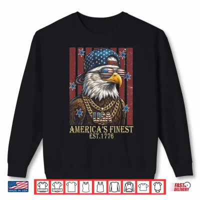 Sweatshirt Urban Hip Hop Patriotic Bald Eagle Est.1776 Shirt