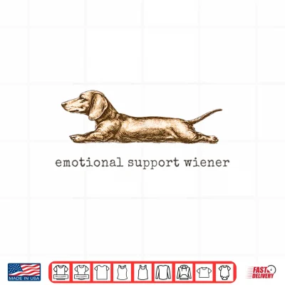 Design Emotional Support Wiener Funny Dachshund Dog Owner Shirt