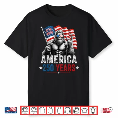 250 Years Bigfoot Rock America Sasquatch 4Th July Patriotic Shirt