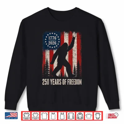 Sweatshirt 250 Years Freedom Bigfoot Rock America Sasquatch Patriotic Shirt
