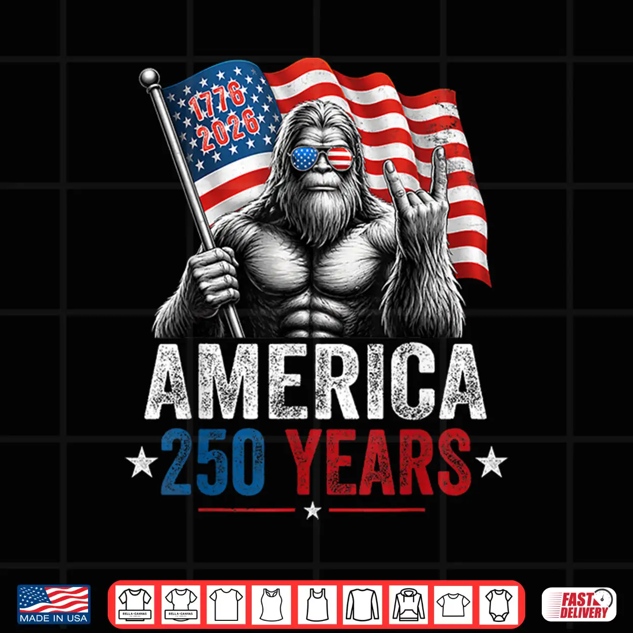 250 Years Bigfoot Rock America Sasquatch 4Th July Patriotic Shirt 250 Years Bigfoot Rock America Sasquatch 4Th July Patriotic Shirt