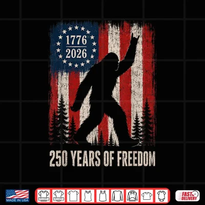 Design 250 Years Freedom Bigfoot Rock America Sasquatch Patriotic Shirt