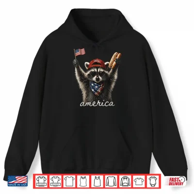 Hoodie America Meme Raccoon Hot Dog 250 Years 1776 2026 4th of July Shirt