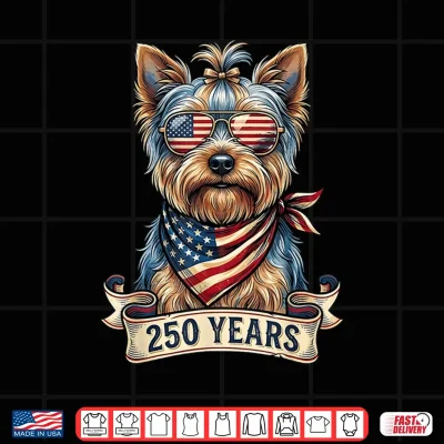 Design 250th Anniversary USA 1776 2026 Dog Vintage Yorkie Shirt