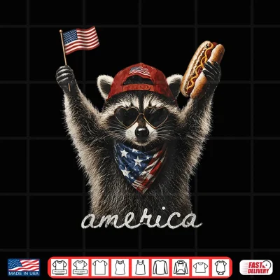 Design America Meme Raccoon Hot Dog 250 Years 1776 2026 4th of July Shirt