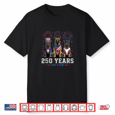 Belgian Malinois Lover 250 Anniversary Usa 250Th 4Th Of July Shirt