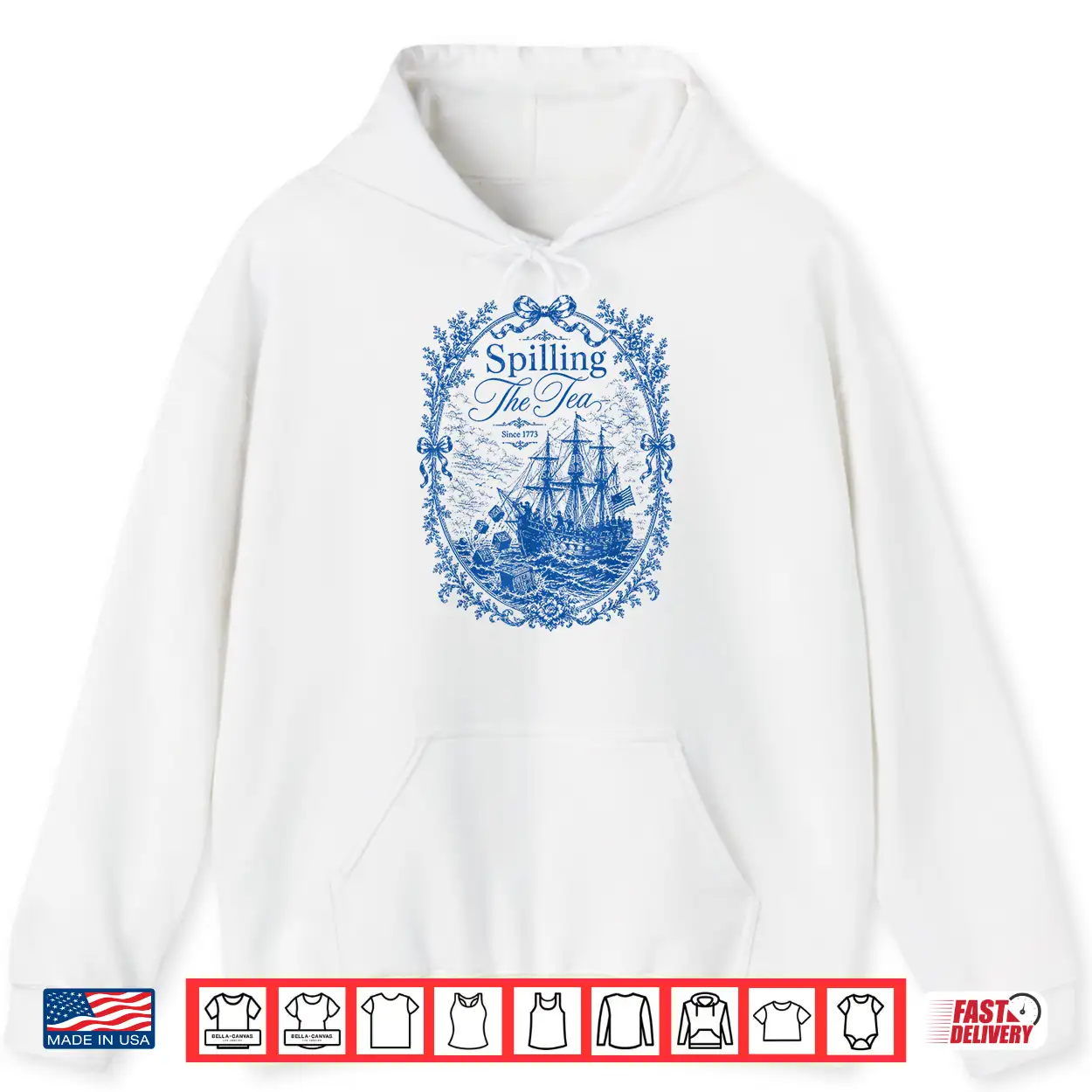 Blue Toile Spilling The Tea Since 1773 Party History Pun Shirt Blue Toile Spilling The Tea Since 1773 Party History Pun Shirt