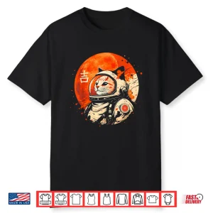 Lucky Space Cat Astronaut Japanese Kanji Cosmic Shirt