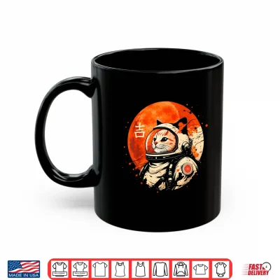 Mug Lucky Space Cat Astronaut Japanese Kanji Cosmic Shirt