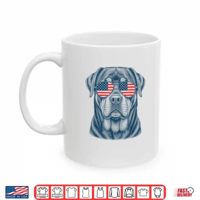 Mug Patriotic Rottweiler Dog Mom Dad 4th July Vintage Men Women Shirt