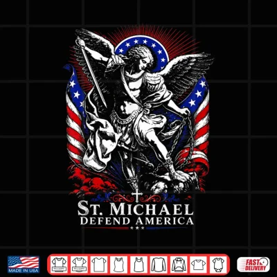 Design St. Michael Defend America Archangel Patriot USA Flag Shirt