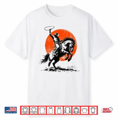 Cowboy Riding Horse Retro Sun Western Wild West Shirt