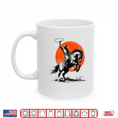 Mug Cowboy Riding Horse Retro Sun Western Wild West Shirt