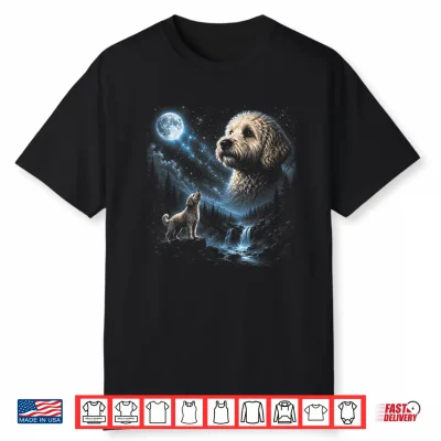 Maltipoo Howling To The Moon Mystical Vintage 90S Animal Shirt