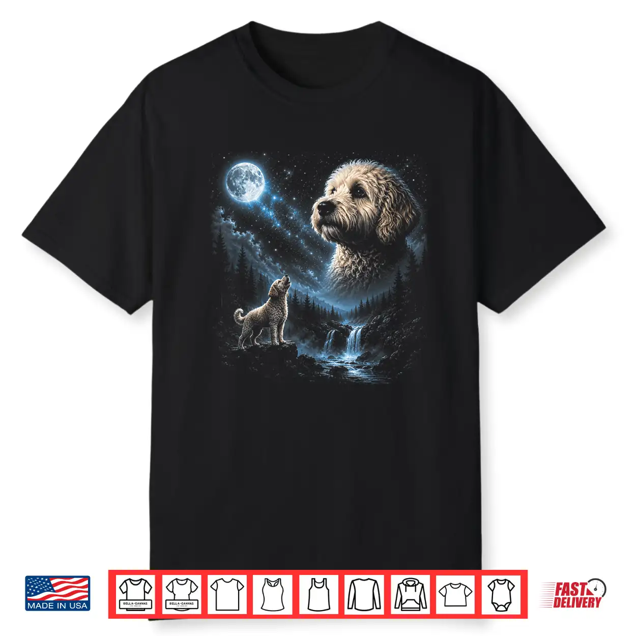 Maltipoo Howling To The Moon Mystical Vintage 90S Animal Shirt