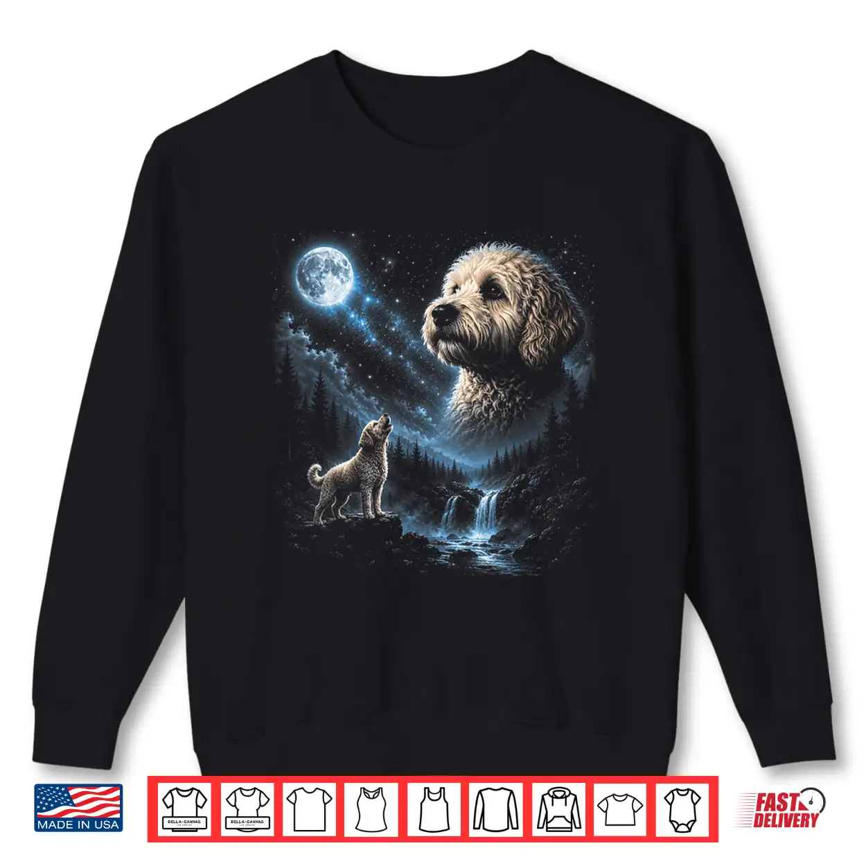 Maltipoo Howling To The Moon Mystical Vintage 90S Animal Shirt