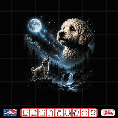 Design Maltipoo Howling to The Moon Mystical Vintage 90s Animal Shirt