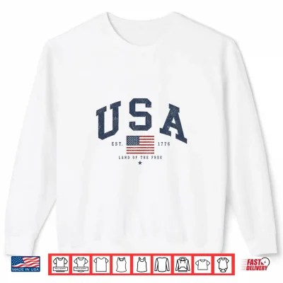 Sweatshirt Vintage USA Flag Design for Fourth of July Patriotic Shirt