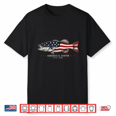 250 Years America 1776 2026 Fishing Usa Flag 250Th Birthday Shirt
