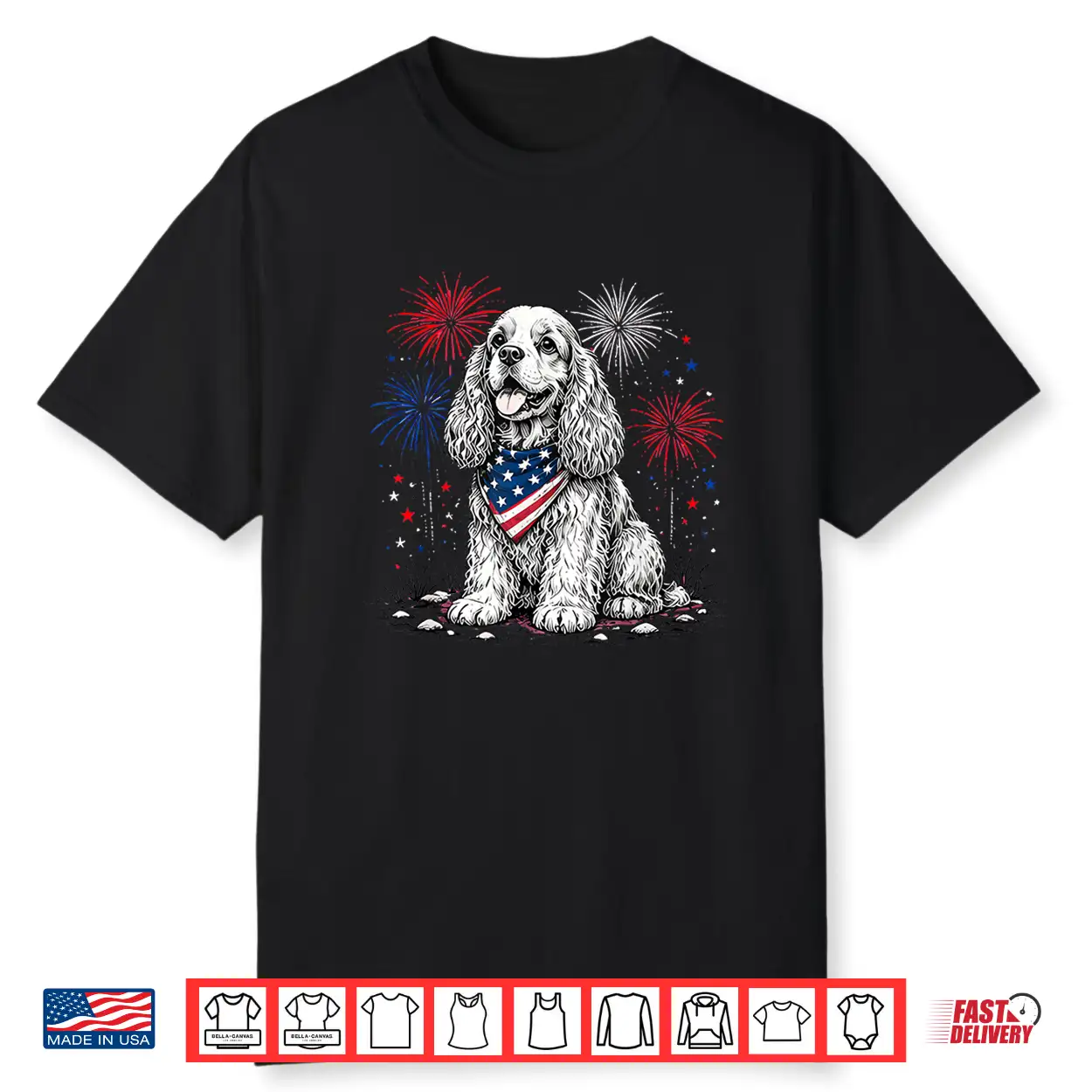 Cocker Spaniel America’S 250Th Patriotic Fireworks Animal Shirt Cocker Spaniel America’S 250Th Patriotic Fireworks Animal Shirt