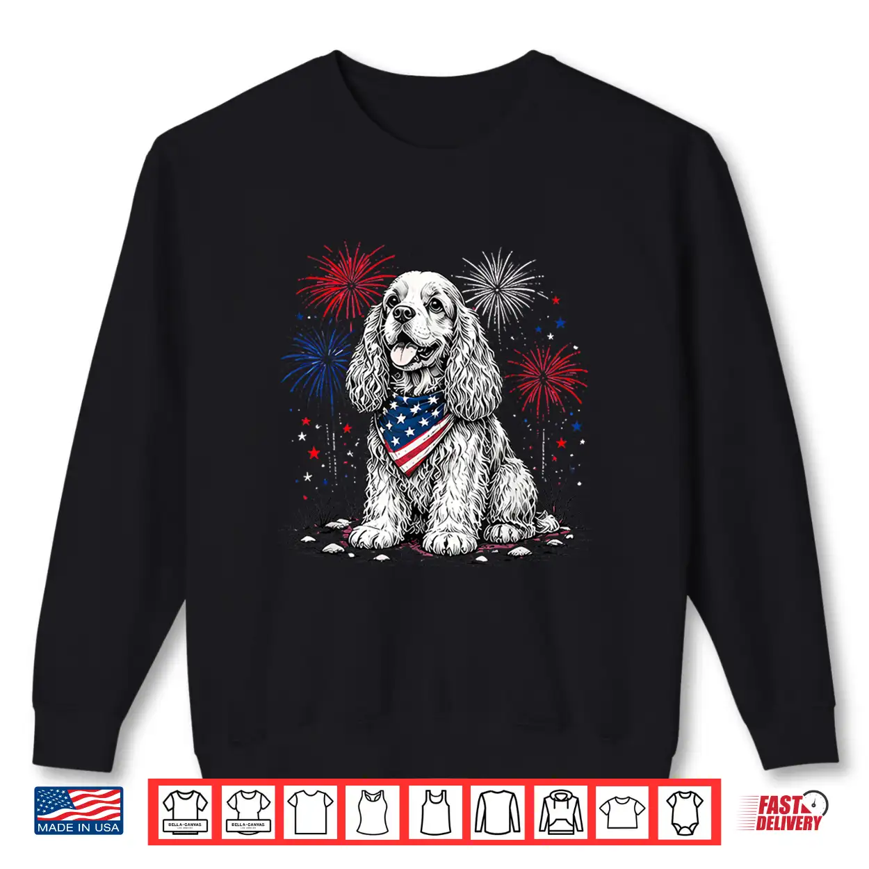 Cocker Spaniel America’S 250Th Patriotic Fireworks Animal Shirt Cocker Spaniel America’S 250Th Patriotic Fireworks Animal Shirt