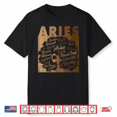 Aries Girl African American Women Melanin Birthday Shirt
