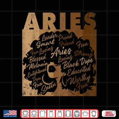 Design Aries Girl African American Women Melanin Birthday Shirt