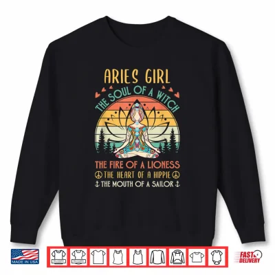 Sweatshirt Aries Girl Witch Lioness Hippie Sailor Zen Zodiac Shirt