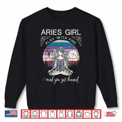 Sweatshirt Aries Girl Shirt Retro Zodiac Shirt