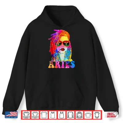 Hoodie Aries Locd Woman Black Queen Art Zodiac Birthday Shirt