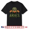 Aries Queen Black Woman With Camo Cap Afro Girl Zodiac Shirt