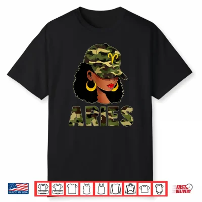 Aries Queen Camouflage Black Woman Cap Zodiac Sign Shirt