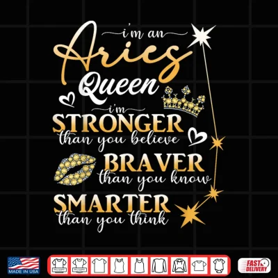 Design Aries Queen March April Birthday Aries Zodiac Sign Horoscope Shirt
