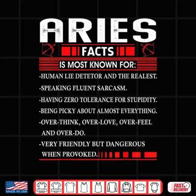 Design Aries Zodiac Birthday Aries Facts Gift Funny Shirt