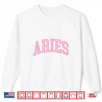 Sweatshirt Aries Zodiac Sign Horoscope Pink Retro Preppy Throwback Girl Shirt