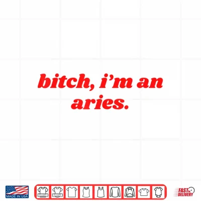Design Bitch Im An Aries Funny Horoscope Slogan Attitude Statement Shirt