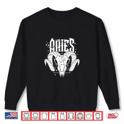 Sweatshirt Blackcraft Zodiac Signs Aries Skull Constellation Fire Witch Shirt