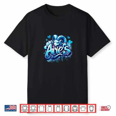 Blue Aries Zodiac Star Sign Shirt