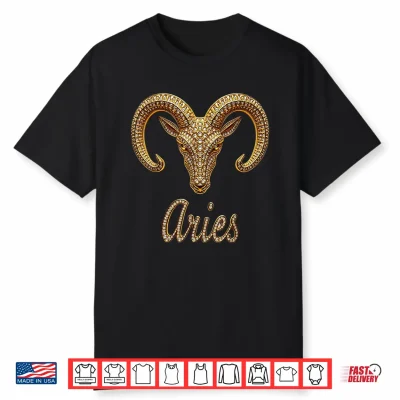 Fancy Gold And Diamond Graphic Aries Gift Shirt