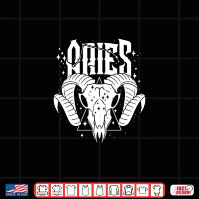 Design Blackcraft Zodiac Signs Aries Skull Constellation Fire Witch Shirt