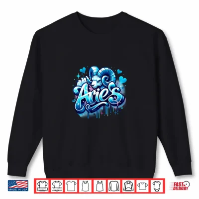 Sweatshirt Blue Aries Zodiac Star Sign Shirt