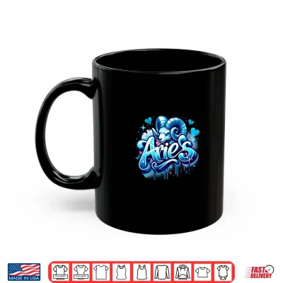 Mug Blue Aries Zodiac Star Sign Shirt