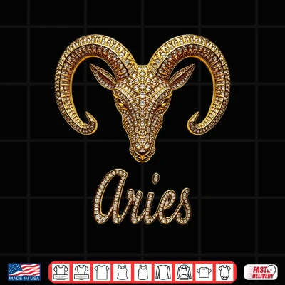 Design Fancy Gold and Diamond Graphic Aries Gift Shirt