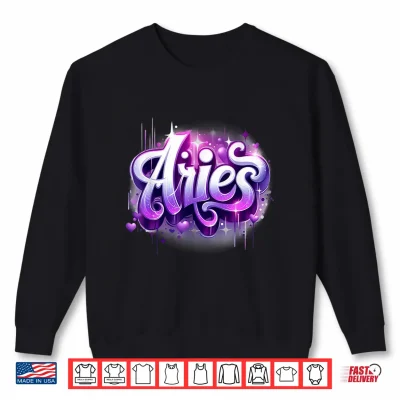 Pink & Purple Aries Zodiac Star Sign Shirt 2 Sweatshirt Pink Purple Aries Zodiac Star Sign Shirt