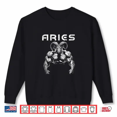 Sweatshirt Ram With Muscles Aries Zodiac Workout Gym Shirt