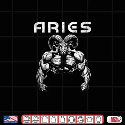Design Ram With Muscles Aries Zodiac Workout Gym Shirt