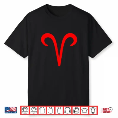 Vintage Aries Birthday Sign Zodiac Symbol Red Shirt